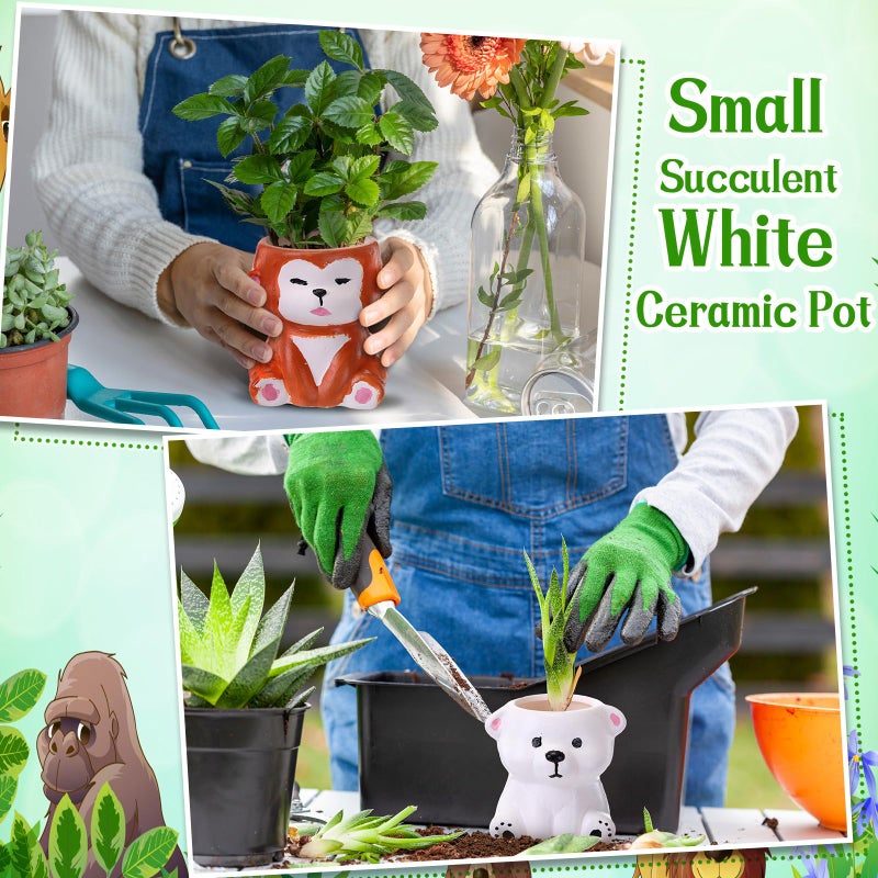 Leitee 18 Pcs Paint Your Own Ceramic Pot Bulk Fall Succulent Pots Ready to Paint Small Pot Mini Succulent Planters Pottery Painting for Spring Valentine Easter Craft(Cute Animals) - Image 5
