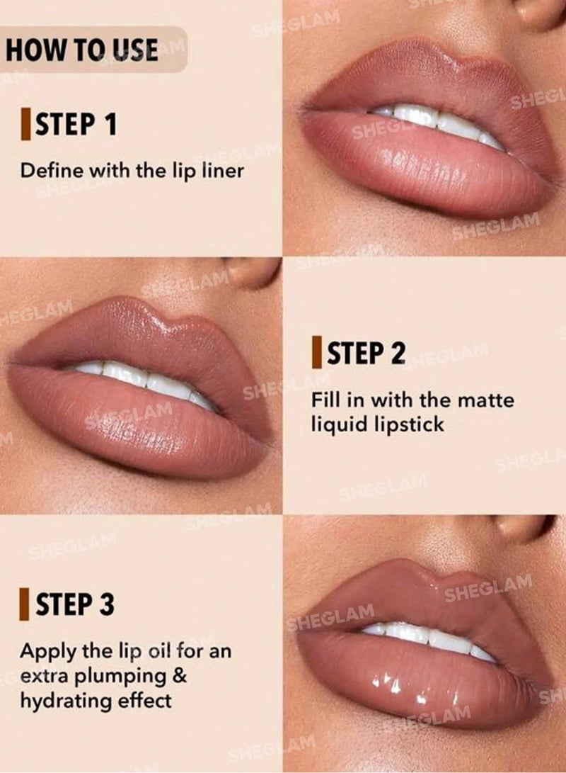 SHEGLAM Soft 90'S Glam Lip Liner And Lip Duo Set Moody Taupe Lip Set - Image 5