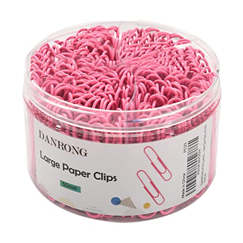 DANRONG Pink Jumbo Paper Clips, 265pcs 2 Inch Paperclips,Large Pape Clips for Paperwork Ideal for Home, School and Office Use (2 in, Pink) - Image 1