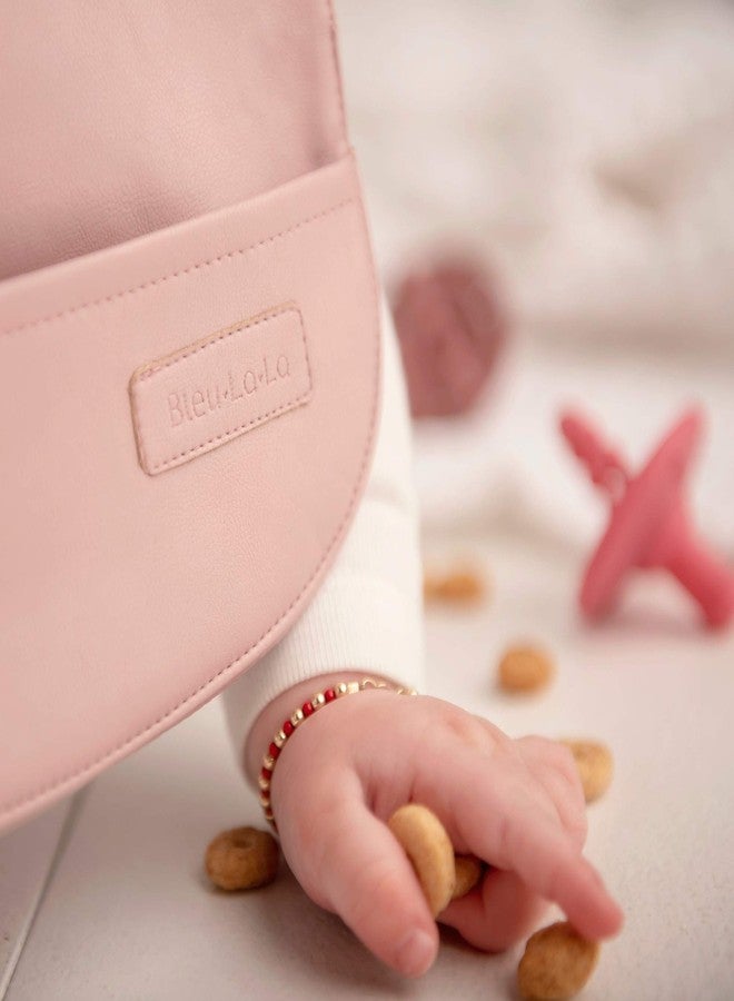 Bleu La La Vegan Leather Easy Clean Baby Bibs with Pocket and Snaps for Infants 0-12 Months (Blush Pink + Mauve) - Image 4