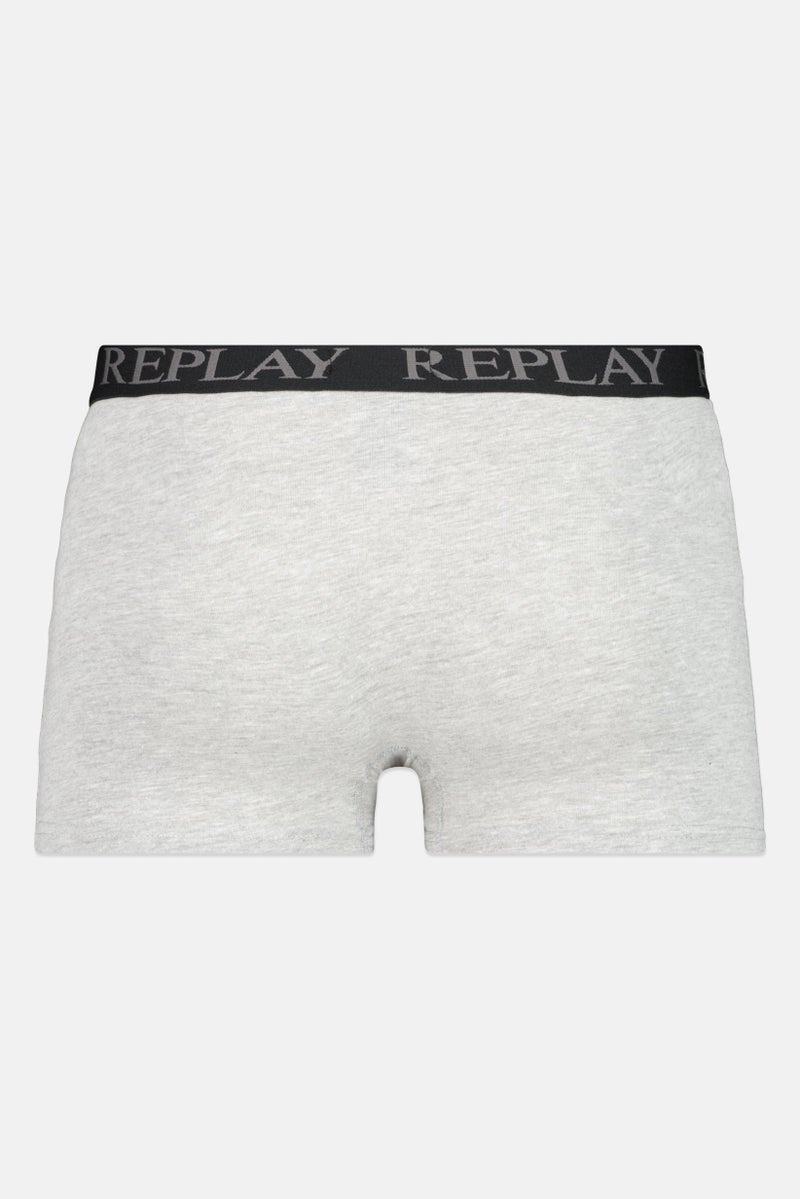 Replay Men 2 Pack Brand Logo Pull On Trunks, Black/Grey  - Image 2