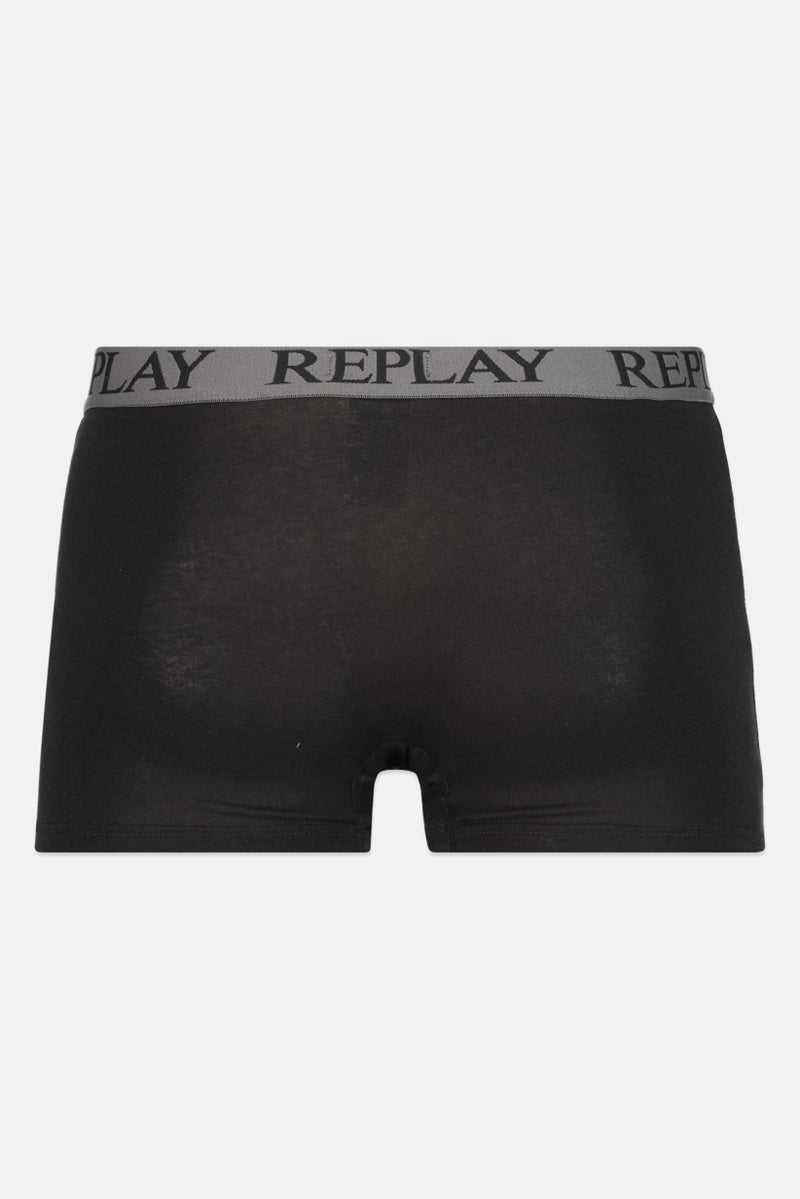 Replay Men 2 Pack Brand Logo Pull On Trunks, Black/Grey  - Image 3