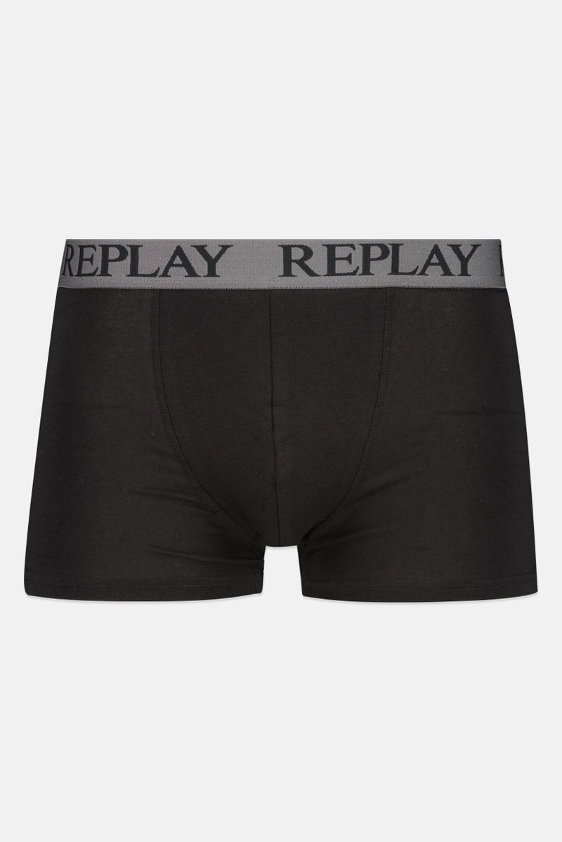 Replay Men 2 Pack Brand Logo Pull On Trunks, Black/Grey  - Image 5
