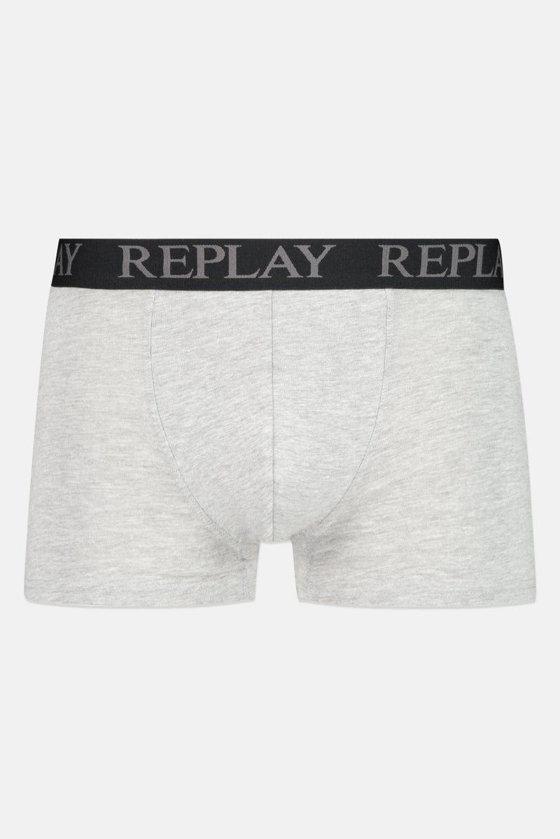 Replay Men 2 Pack Brand Logo Pull On Trunks, Black/Grey  - Image 4