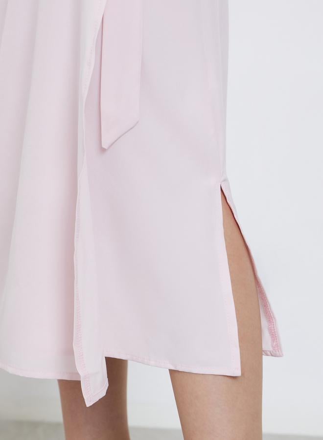 Styli Light Pink Midi Wrap Dress - Image 5