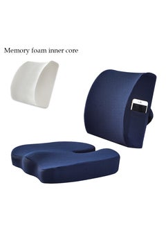 Sharpdo Memory Foam Seat Cushion Back Cushion Set For Car Office Computer Chair Blue  - Image 2