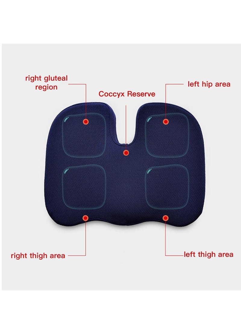 Sharpdo - Memory Foam Seat Cushion Back Cushion Set For Car Office Computer Chair Blue - Image 1