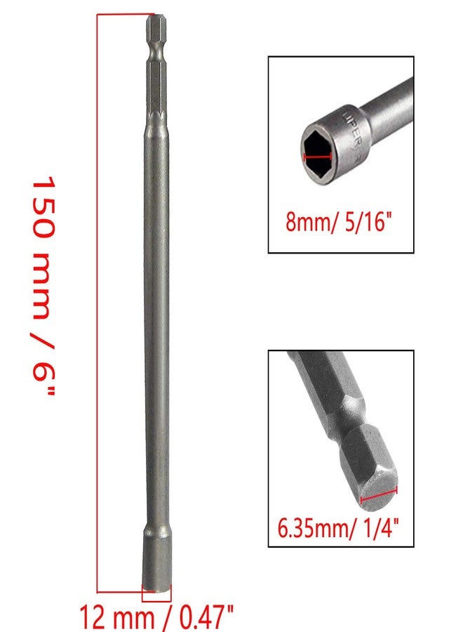 أكس أم أتش أف XMHF 3 قطع H8 مفك سداسي 8 مم 150 مم/6 بوصة طويل جدًا H8 مفك صواميل مغناطيسي، رمادي غامق - Image 3