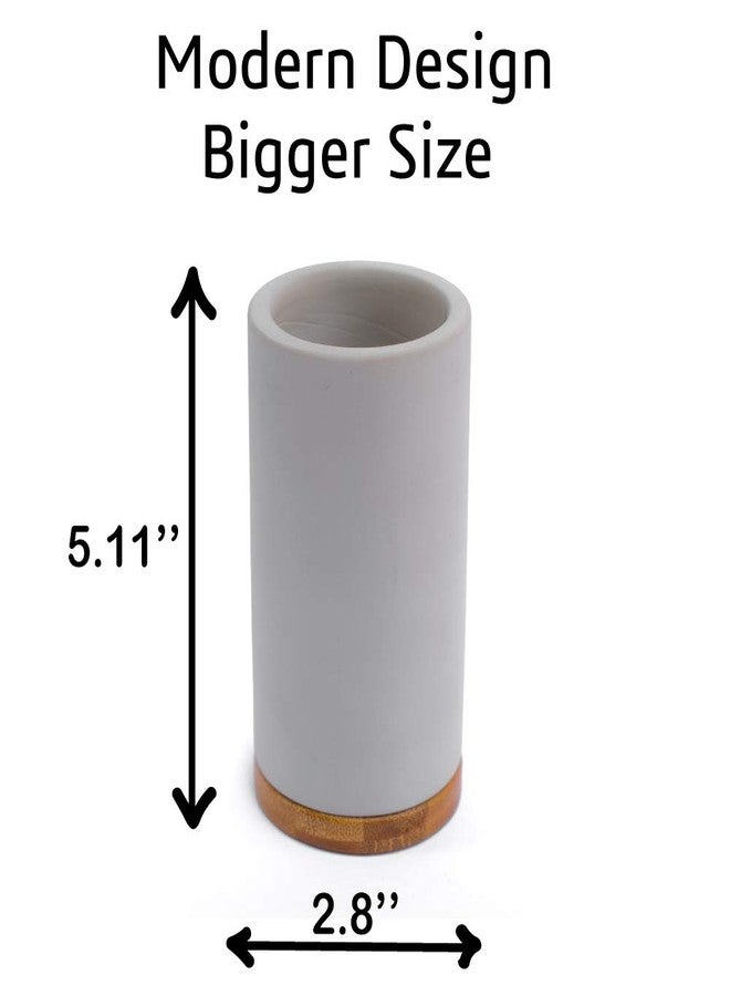 Matani Bamboo Toothbrush Holder Diatomite Tooth Brush Organizer - Storage Stand for Small Bathroom & Counter - Removable Base & Drain Holes, Water-Absorbent & Quick-Drying (Grey & Light Grey) - Image 4