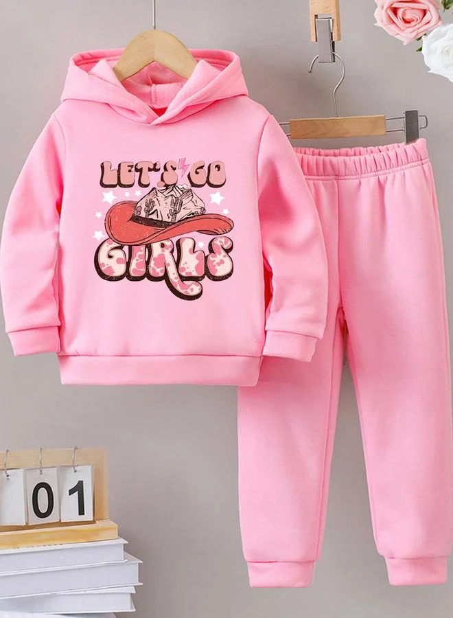 تايك تو طقم بناتي هودي مطبوع مع بنطال