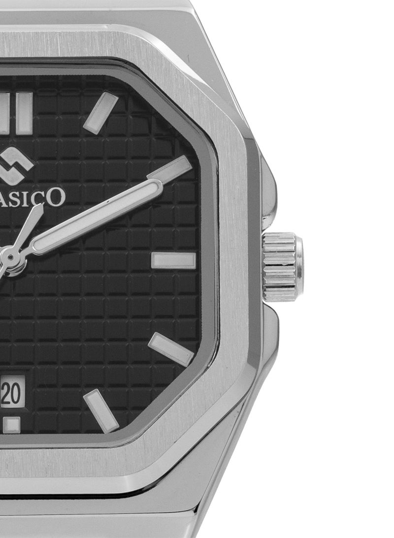 Clasico Men’s Curtis Stainless Steel Analog Watch – Black Dial, Date Display, Luxury Octagonal Design - Image 4