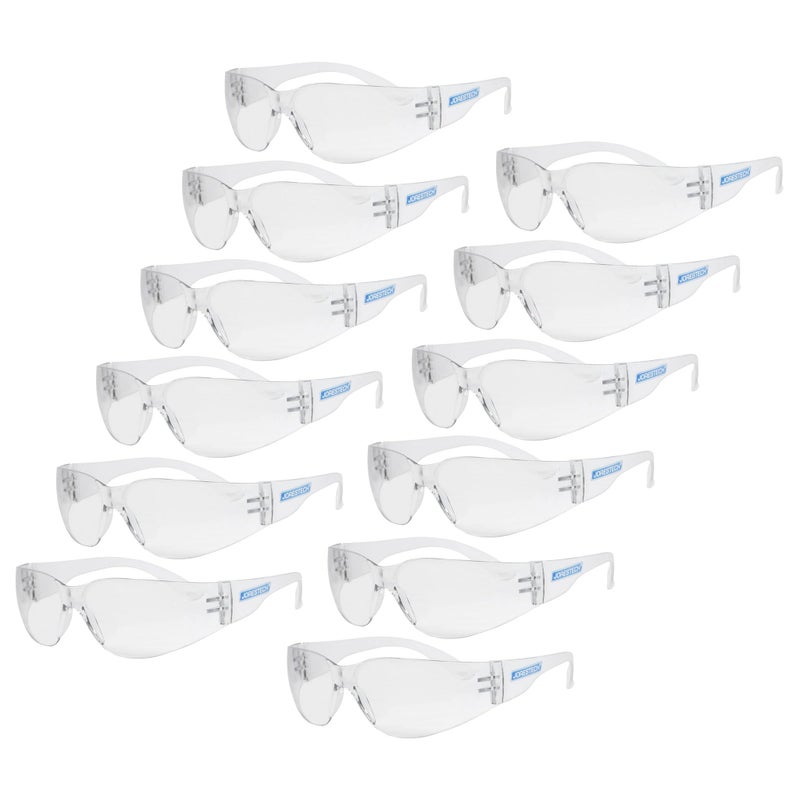 JORESTECH Eyewear Protective Safety Glasses Polycarbonate Impact Resistant Lens Pack of 12 Clear