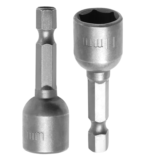 PHITUODA 1/4 Hex Magnetic Nut Driver Drill Bit 11mm Socket Adapter Quick Change Socket Nut Adapter for Power Tools, 2-piece - Image 1