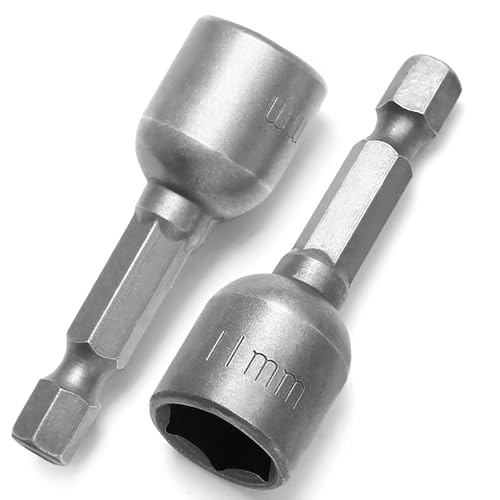 PHITUODA 1/4 Hex Magnetic Nut Driver Drill Bit 11mm Socket Adapter Quick Change Socket Nut Adapter for Power Tools, 2-piece - Image 2