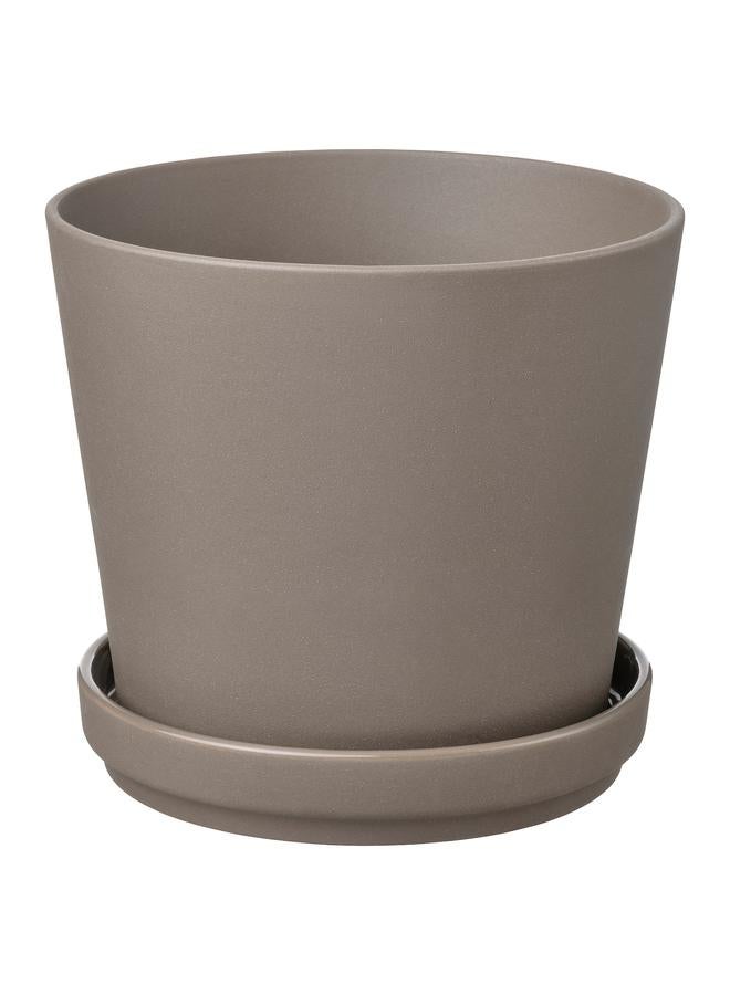 erorex Plant Pot With Saucer, In/Outdoor Grey-Brown, 15 Cm - Image 1