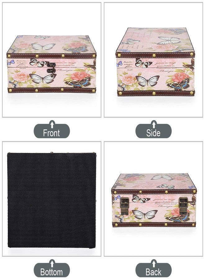 ELLDOO Butterfly Treasure Chest Box, Wooden + PU Leather Storage Decorative Box for Jewelry Trinkets Photos, Rectangular Keepsakes box for Girls Women Gifts - Image 3