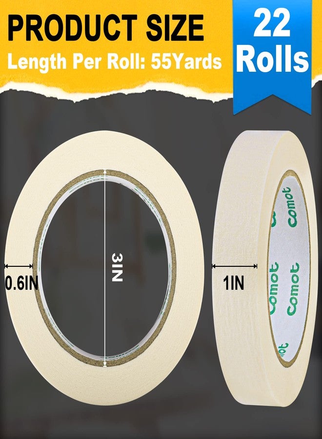 ToLanbbt Masking Tapes Bulk 1 Inch 22 Packs White Painters Drafting General Using Tapes for Painting, Craft Art, Label, Packing, Office, School, Home,1 Inch x 55 Yards x 22 Rolls (1210 Total Yards) - Image 2