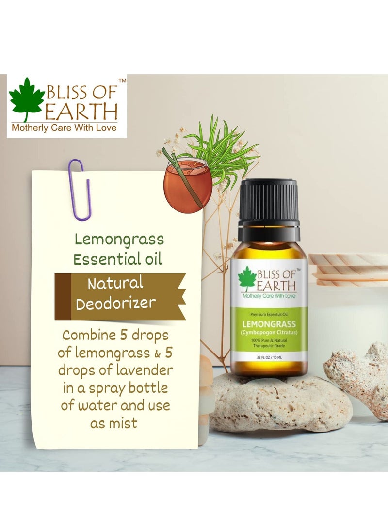 BLISS OF EARTH 100% Pure Steam Distilled Lemongrass Essential Oil 10ml - Image 5