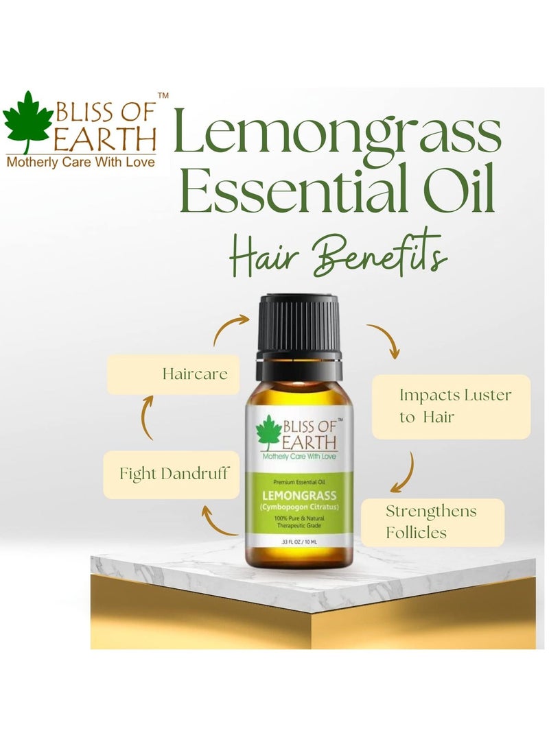 BLISS OF EARTH 100% Pure Steam Distilled Lemongrass Essential Oil 10ml - Image 3