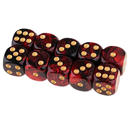 Yiotfandoll 10PCS Polyhedral Dice D6 Dice 16mm Acrylic Dice Game Dice for RPG MTG DND Table Games Red Black - Image 1