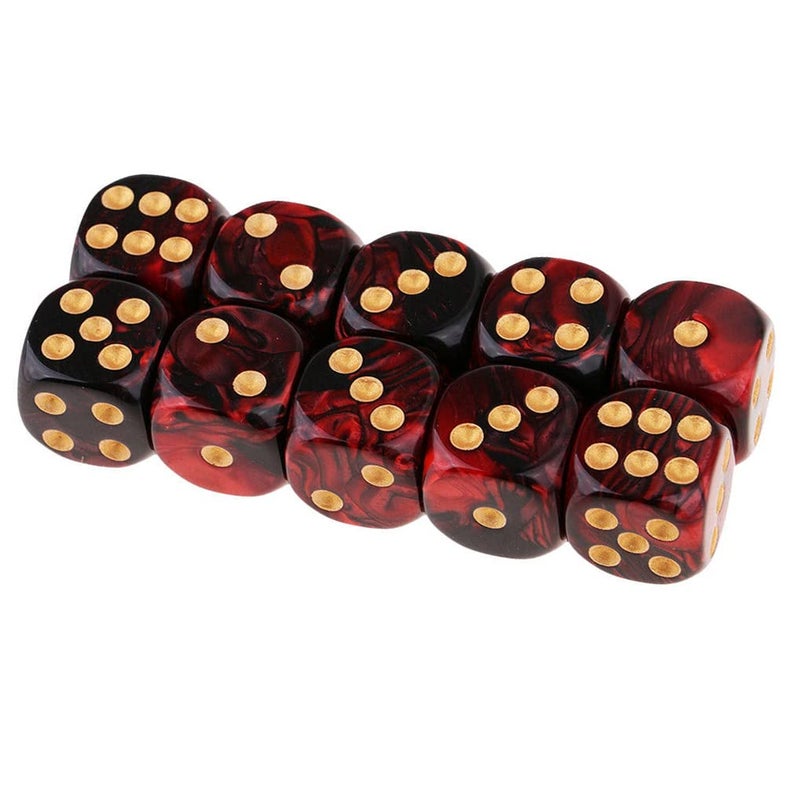 Yiotfandoll 10PCS Polyhedral Dice D6 Dice 16mm Acrylic Dice Game Dice for RPG MTG DND Table Games Red Black - Image 3
