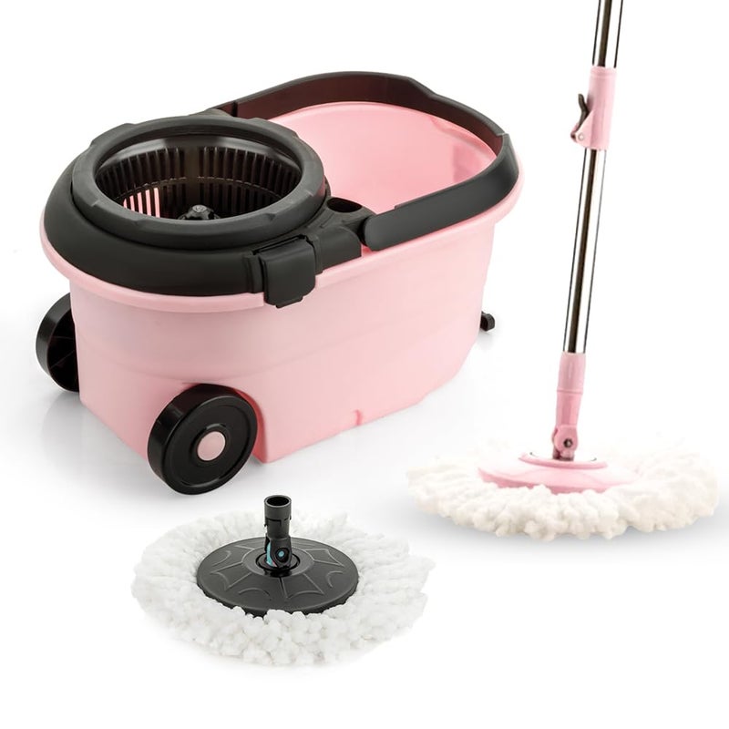 KOOPSO KOOPSO Floor Cleaning Mop for Home Spin Mop with Bucket Premium Floor Mop with Bucket for Effortless Cleaning 360 Rotating Spin Mop for Home Use Pink - Image 1