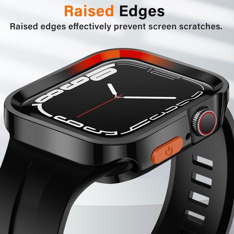 Amizee 2 Pack Rugged Case Compatible with Apple Watch Case Series 9/8/7 45mm Series 6/SE/5/4 44mm, Soft TPU Shockproof Bumper Drop Proof Protective Cover for iWatch (Plating Black/Clear) - Image 3