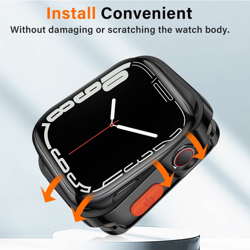 Amizee 2 Pack Rugged Case Compatible with Apple Watch Case Series 9/8/7 45mm Series 6/SE/5/4 44mm, Soft TPU Shockproof Bumper Drop Proof Protective Cover for iWatch (Plating Black/Clear) - Image 5