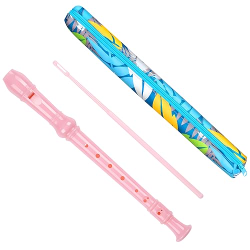 Yop-yes Soprano Recorder Instrument for Kids Beginners Student German Fingering C Key Recorder Instrument 3 Piece with Cleaning Rod and Bag Fingering Chart（Pink） - Image 1
