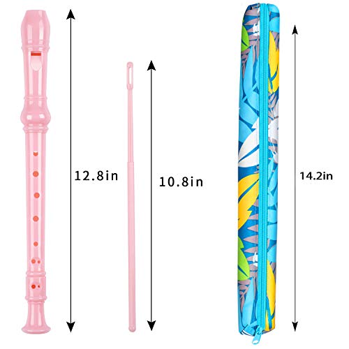 Yop-yes Soprano Recorder Instrument for Kids Beginners Student German Fingering C Key Recorder Instrument 3 Piece with Cleaning Rod and Bag Fingering Chart（Pink） - Image 2