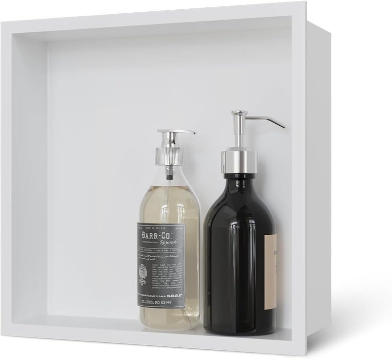 MERRANOX 12" x 12" White Shower Niche, Stainless Steel Wall Niche, Recessed Shower Storage, No Tile Needed, Anti‑Fingerprint Matte White Finish, Easy Wall‑Mount Installation - Image 1