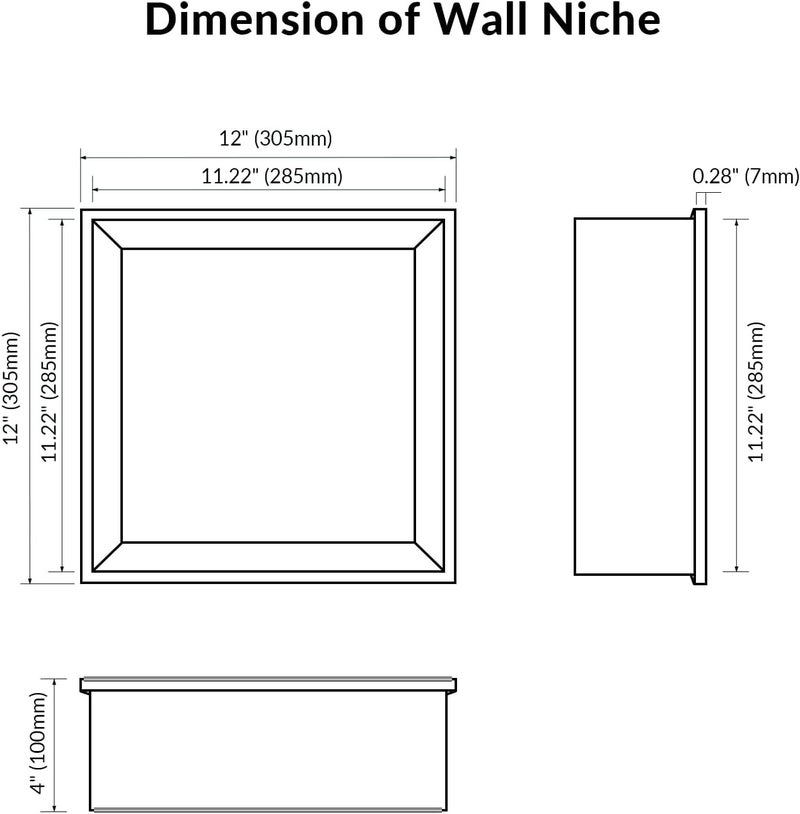 MERRANOX 12" x 12" White Shower Niche, Stainless Steel Wall Niche, Recessed Shower Storage, No Tile Needed, Anti‑Fingerprint Matte White Finish, Easy Wall‑Mount Installation - Image 3