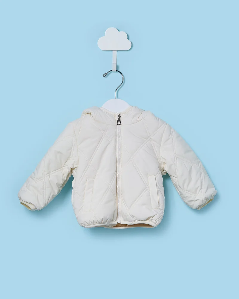 REDTAG Infant Boys White Hooded Jacket