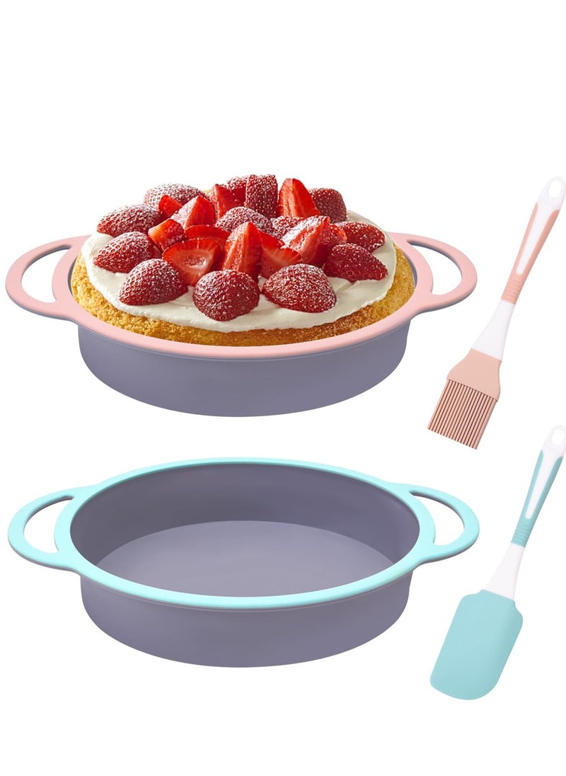 Generic - Round Cake Pans Silicone Baking Pan Round Silicone Cake Mold for Layer Cake Cheese Cake and Rainbow Cake 9 Inch Cake Pans Easy to Move Set of 2 Cake Pan - Image 1