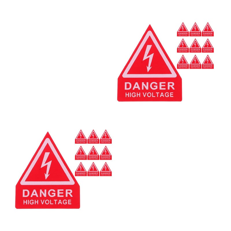 20 pcs High Voltage Warning Stickers: Self-Adhesive Safety Signs For Electrical Panels - Caution Electric Shocks Hazard Labels - Image 1