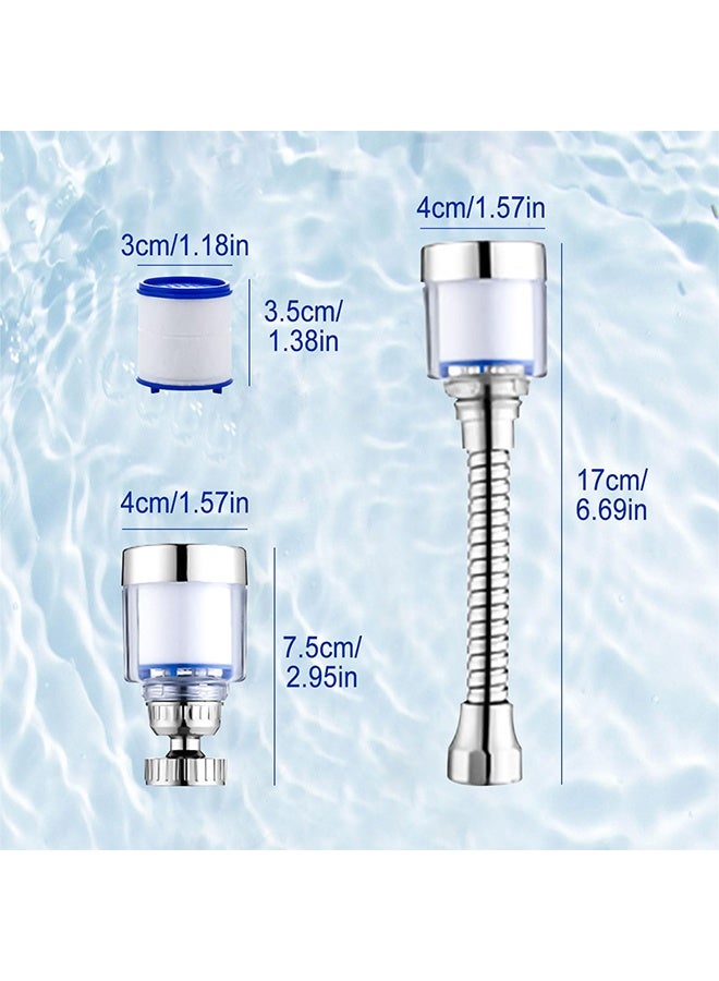 تِلْسِل فلتر صنبور يدور 360 درجة، فلتر حوض صنبور مياه مكون من قطعتين و5 خراطيش سهلة التركيب، منقي نظيف، فلتر صنبور المطبخ للحمام والمطبخ، معظم الصنابير - Image 2
