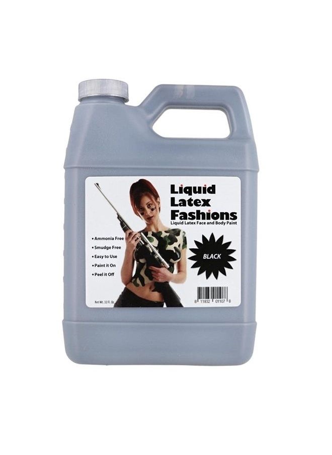 Liquid Latex Fashions - Black 32 Oz - Liquid Latex Body Paint, Ammonia Free No Odor, Easy On and Off, Cosplay Makeup, Creates Professional Monster, Zombie Arts - Image 1
