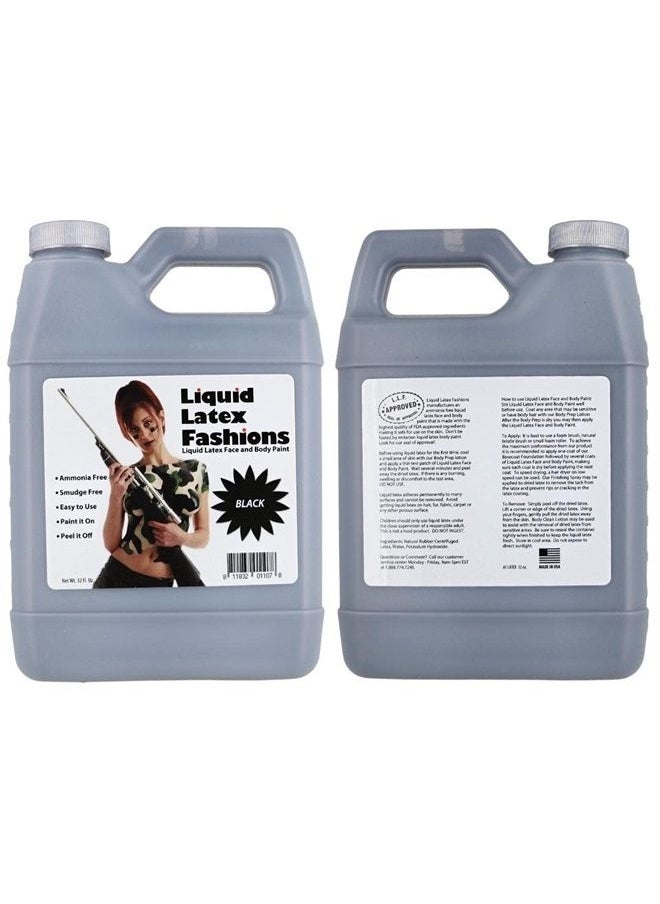Liquid Latex Fashions - Black 32 Oz - Liquid Latex Body Paint, Ammonia Free No Odor, Easy On and Off, Cosplay Makeup, Creates Professional Monster, Zombie Arts - Image 1