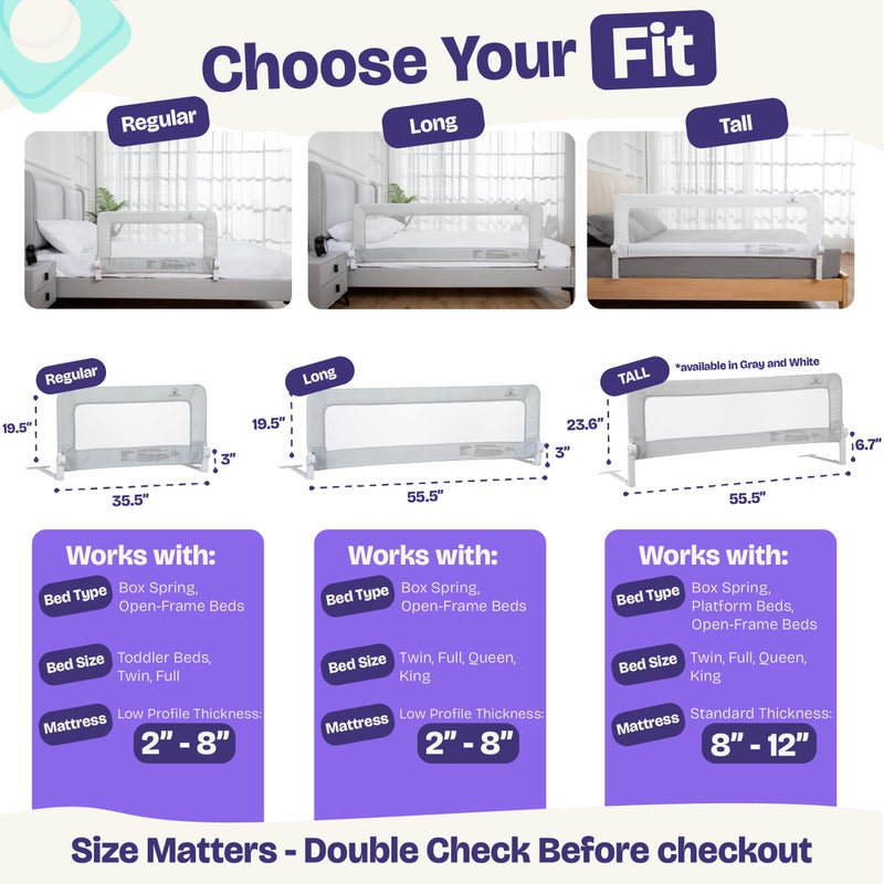 ComfyBumpy 1-Pack Bed Rail for Toddlers 35.5" L x 19.5" H | Toddler Bed Rails for Twin, Full & Toddler Bed Size | Swing Down Bed Rail Guard | Baby Bed Side Rail for Kids | Pink - Image 3