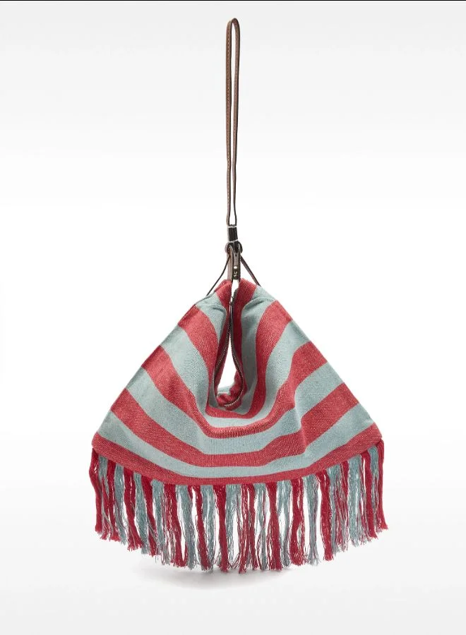 بارفوا حقيبة كتف قطنية مخططة