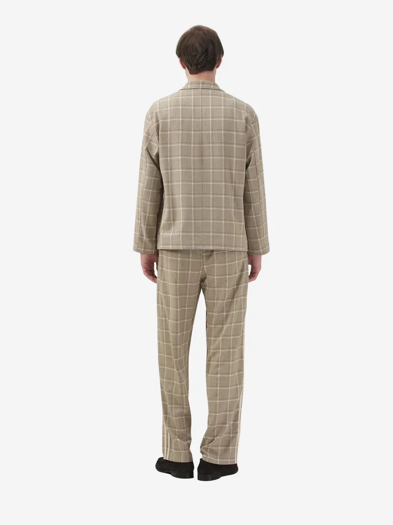 Giesto Beige Natural GIESTO Polyviscose Checked Jacket with Pockets for Men | Best Price UAE