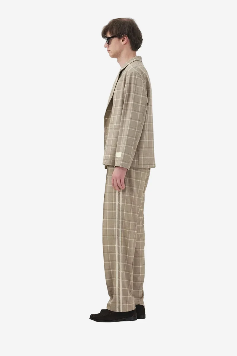 Giesto Beige Natural GIESTO Polyviscose Checked Jacket with Pockets for Men | Best Price UAE