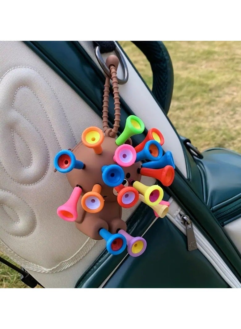 general Golf cartoon doll bear ball tee insert small ball bag golf ball storage bag can be easily hung on the side of the golf bag or on the belt - Image 1