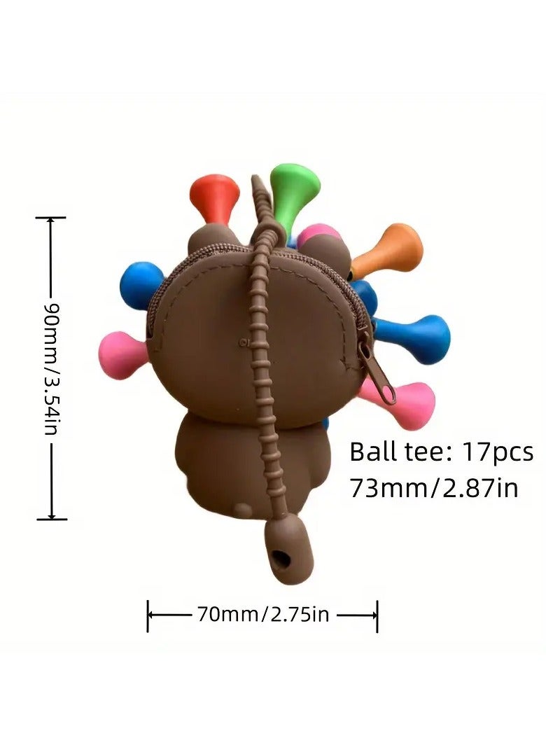 general Golf cartoon doll bear ball tee insert small ball bag golf ball storage bag can be easily hung on the side of the golf bag or on the belt - Image 2