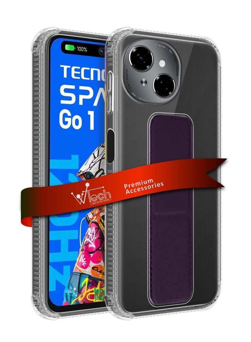 Wtech Tecno Spark Go 1 4G 2024 TPU Hand Grip Air Pillow Case Cover - Clear/Eggplant Purple - Image 1