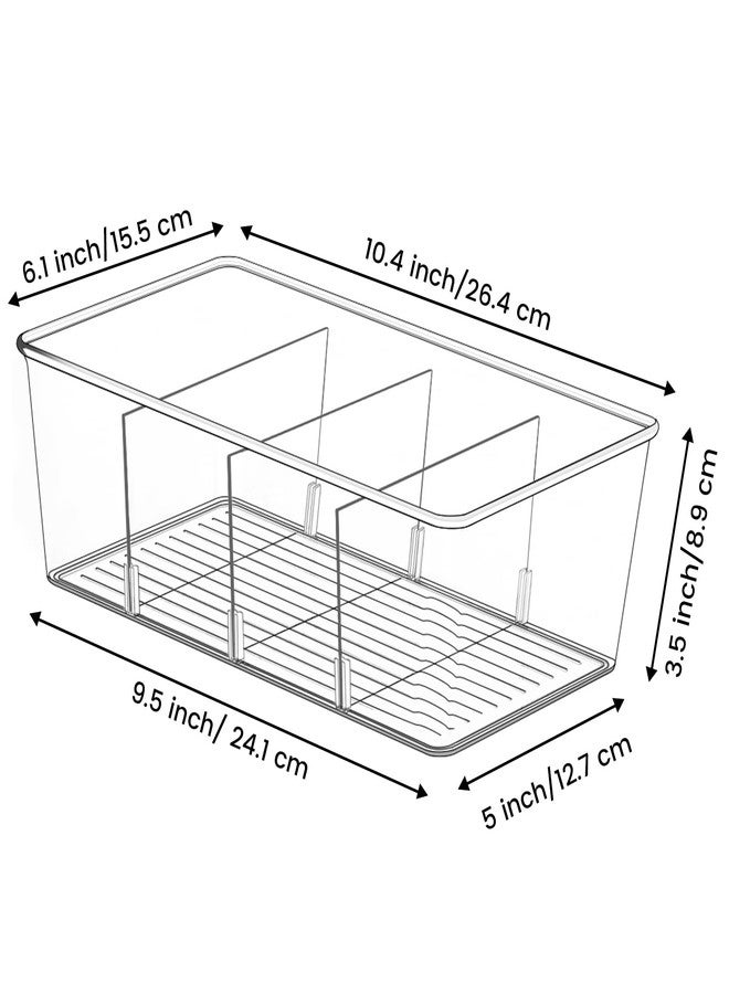 wilfox Pantry Organization, 3 Pack Clear Organizer Bins with Removable Dividers for Pantry, Kitchen, Fridge, Cabinet, Stackable Storage Bins for Snack, Pouches, Spice Packets - Image 3