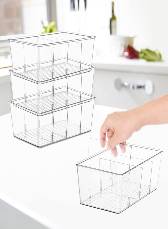 wilfox Pantry Organization, 3 Pack Clear Organizer Bins with Removable Dividers for Pantry, Kitchen, Fridge, Cabinet, Stackable Storage Bins for Snack, Pouches, Spice Packets - Image 4