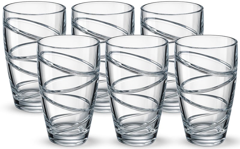 volila Plastic Drinking Glasses  6 Pack Acrylic Glasses Plastic Tumbler  Reusable and Shatterproof Plastic Picnic Glass Stackable for Daily Use Parties and Picnic 6 Pack  Clear