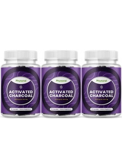 Phytoral Extra Strength Activated Charcoal Pills - 1200mg Per Serving Activated Charcoal Capsules for Digestive Health & Occasional Upset Stomach Relief for Adults - Coconut Charcoal Supplement - 3 Month  - Image 1