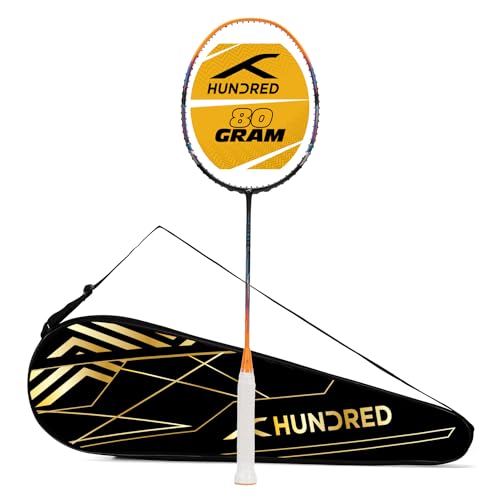 Hundred N-ERGY 80 Carbon Fibre Unstrung Badminton Racket with Full Racket Cover for Intermediate Players (80g, Maximum String Tension - 32lbs) - Image 1